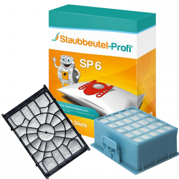 Staubbeutel-Profi SP6, 10 Staubsaugerbeutel und 1 Hepafilter kompatibel mit VZ156 + Motorschutzfilter VZ02 