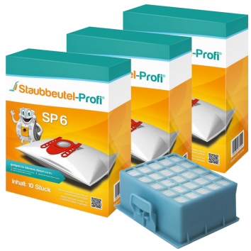 Staubbeutel-Profi SP6, 30 Staubsaugerbeutel und 1 Hepafilter kompatibel mit VZ156 