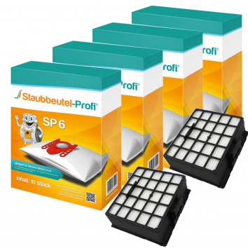 Staubbeutel-Profi SP6, 40 Staubsaugerbeutel und 2 Hepafilter kompatibel mit VZ153HFB 